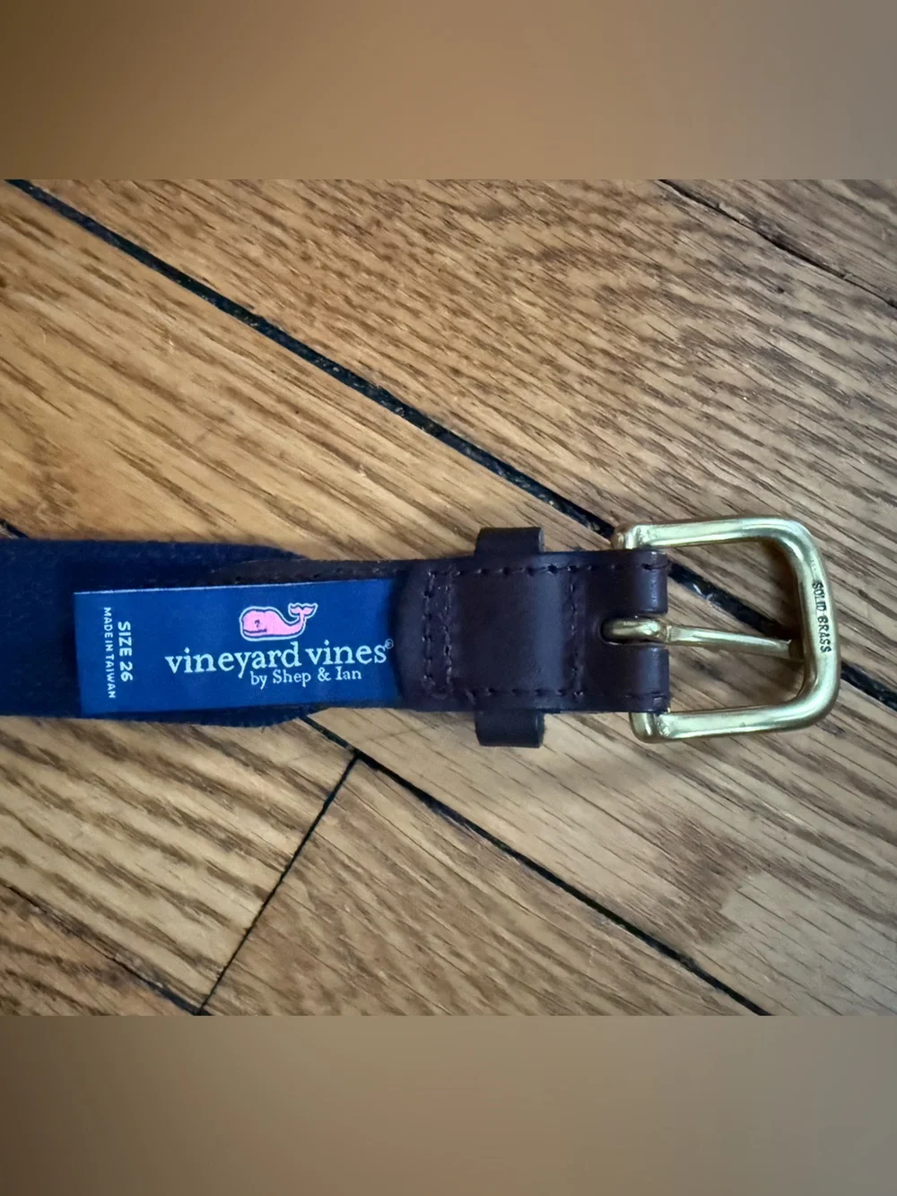 Vineyard Vines Navy Belt with Flag Embroidery - Size 26
